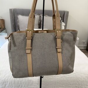 India Hicks Beige and Cream Tote